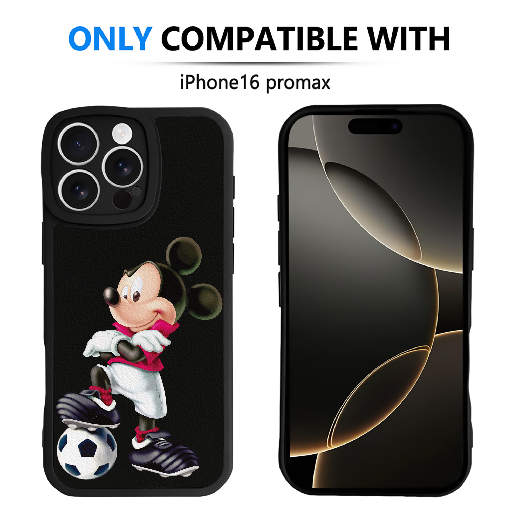 （画像用） ミッキーマウス Mickey Mouse 【iPhone 16シリーズ対応】シリコンスマホケース（レザー調） 材質：シリコン